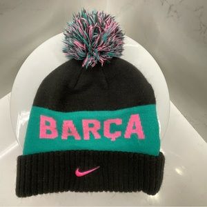 Nike Black Barcelona Cuffed Knit Hat with Pom